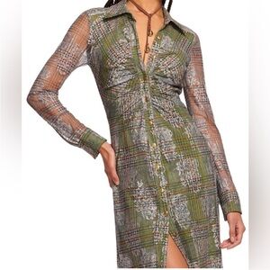 Ramy Brook Green Plaid Midi Dress